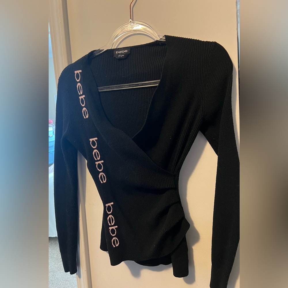 Bebe Vintage wrap sweater top